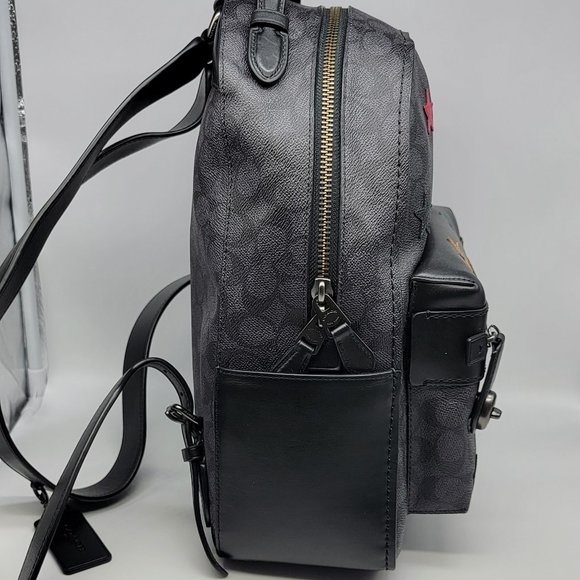 Coach Campus Backpack Signature Canvas Star Applique and Snakeskin Detail 69439 - Picture 4 of 8